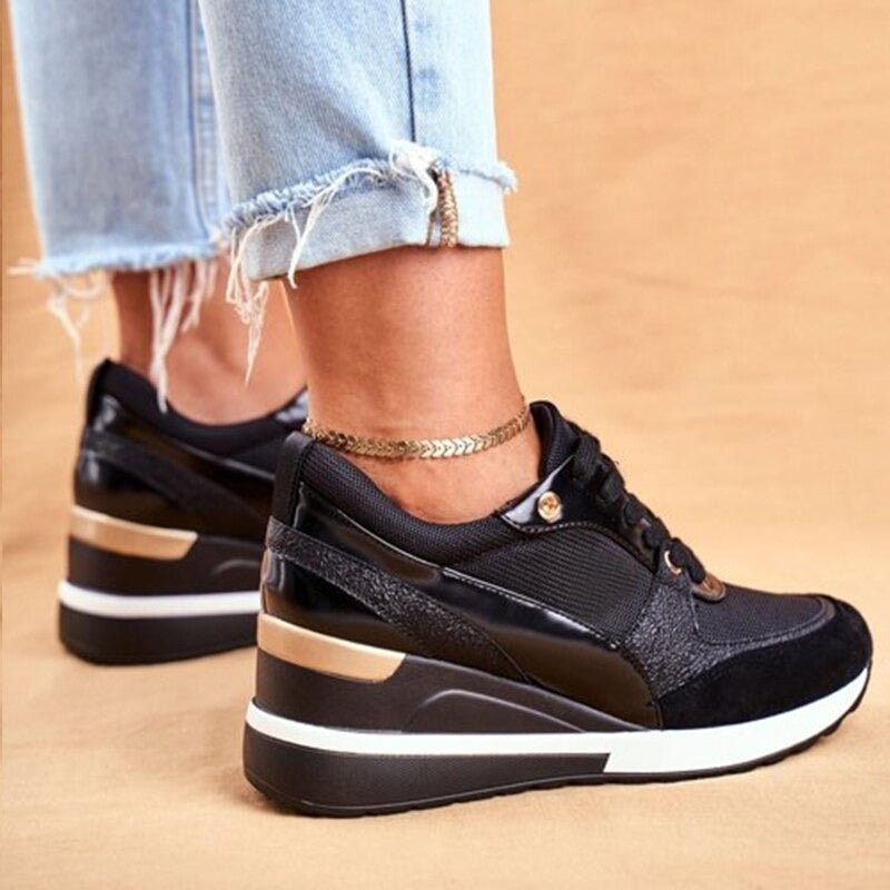Keona | Trendy Plateau Sneakers met Glanzende Touch