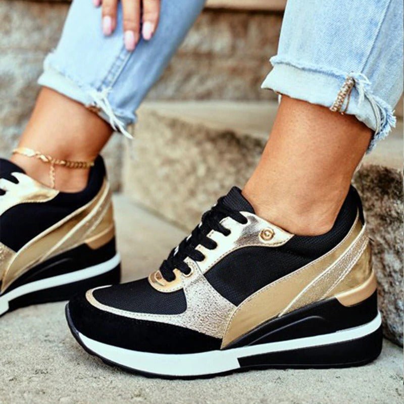 Keona | Trendy Plateau Sneakers met Glanzende Touch