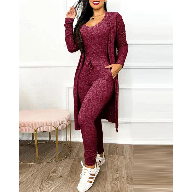 Comfortabele Dames 3-Delige Loungewear Set met Vest