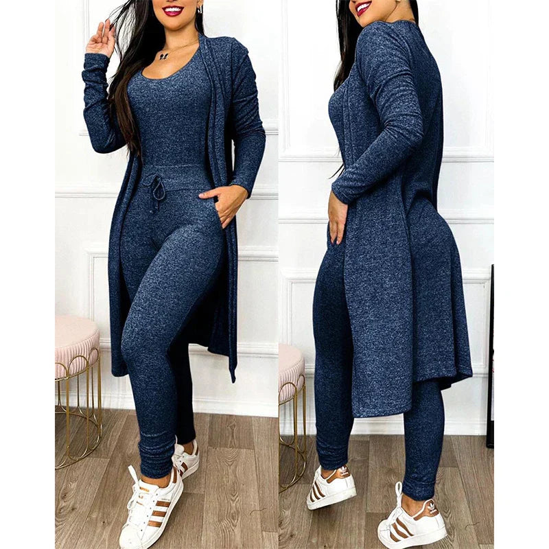 Comfortabele Dames 3-Delige Loungewear Set met Vest