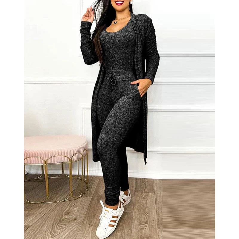 Comfortabele Dames 3-Delige Loungewear Set met Vest