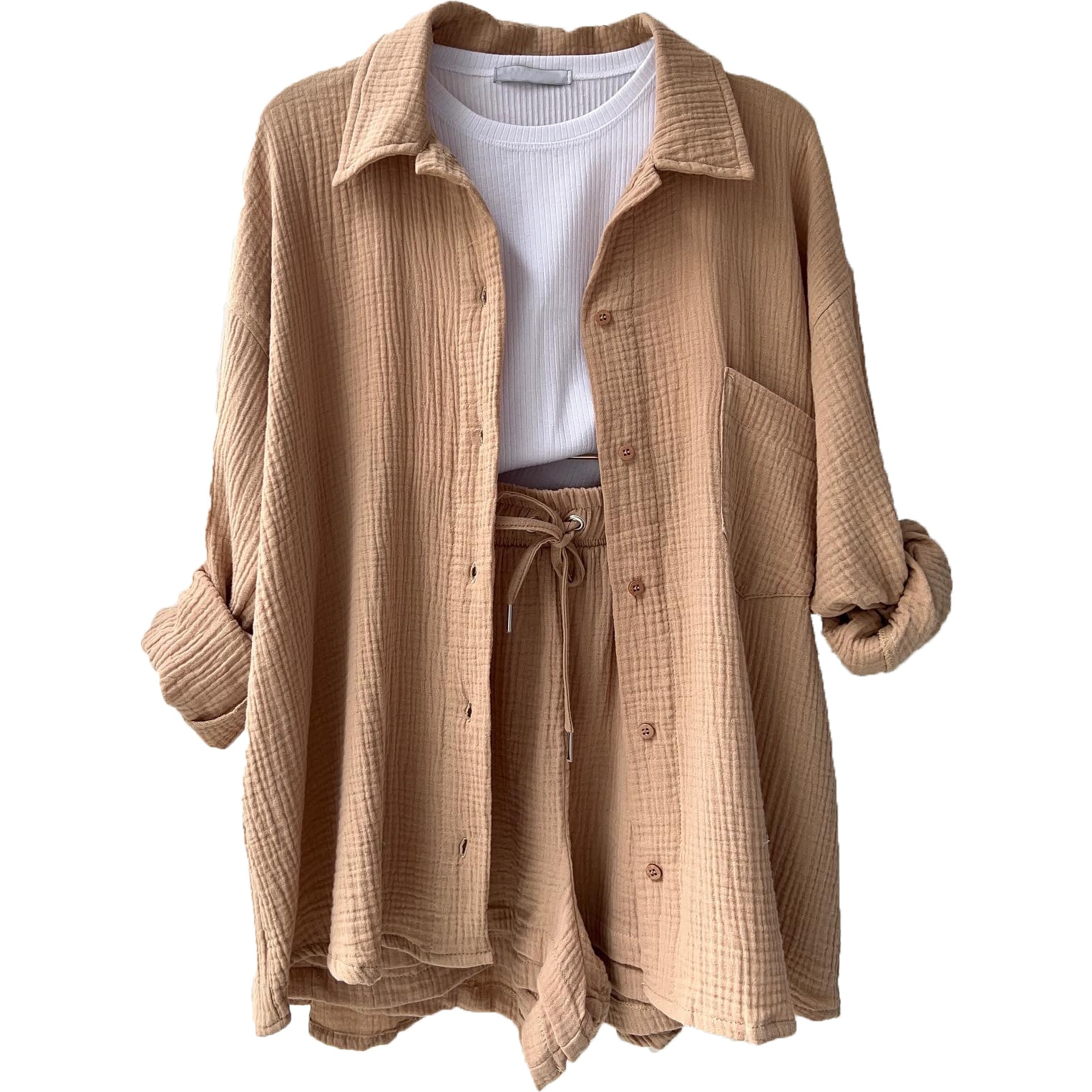 Bieke | Luchtige Linnen Short & Blouse Set