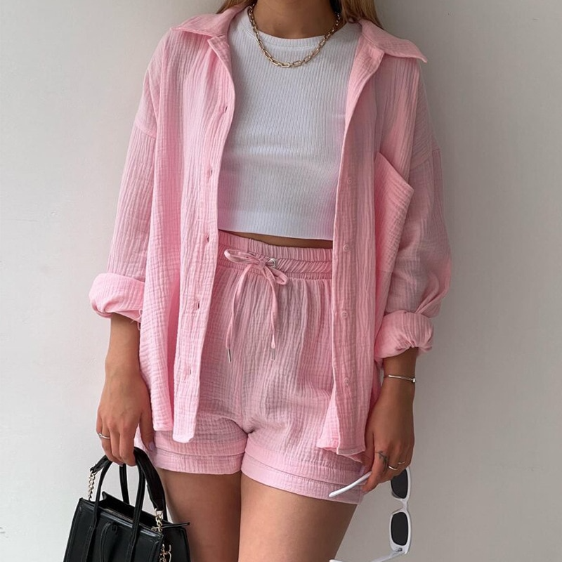 Bieke | Luchtige Linnen Short & Blouse Set