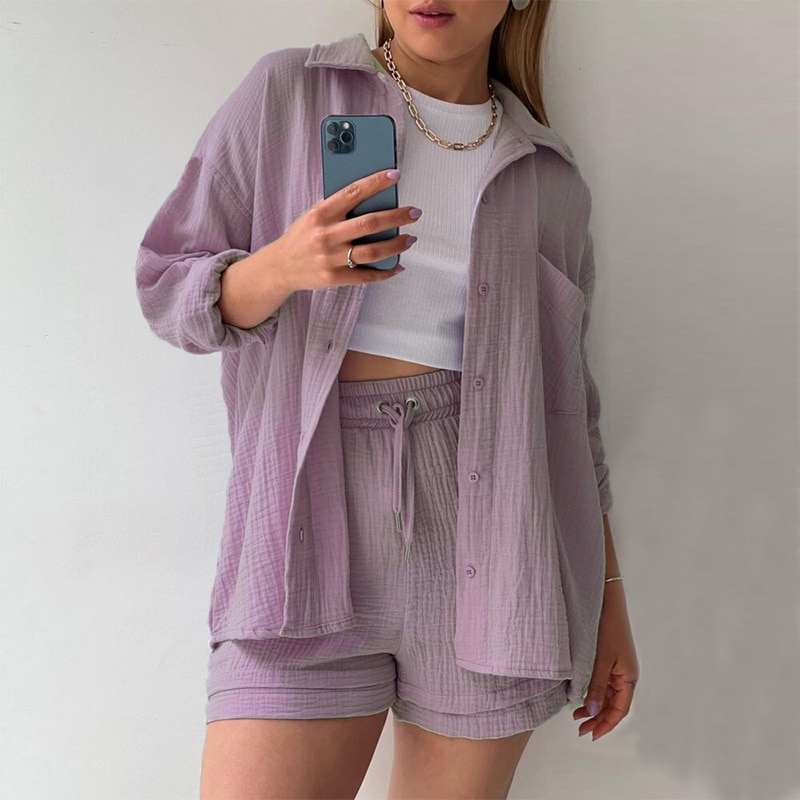Bieke | Luchtige Linnen Short & Blouse Set