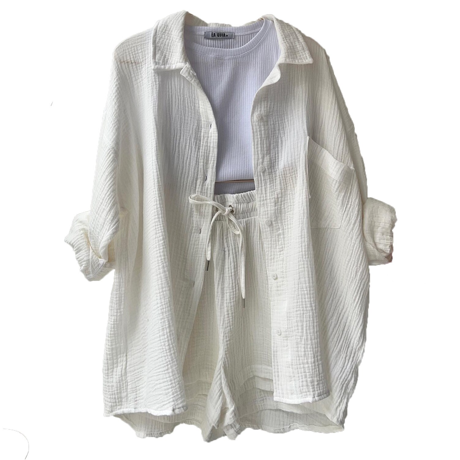 Bieke | Luchtige Linnen Short & Blouse Set