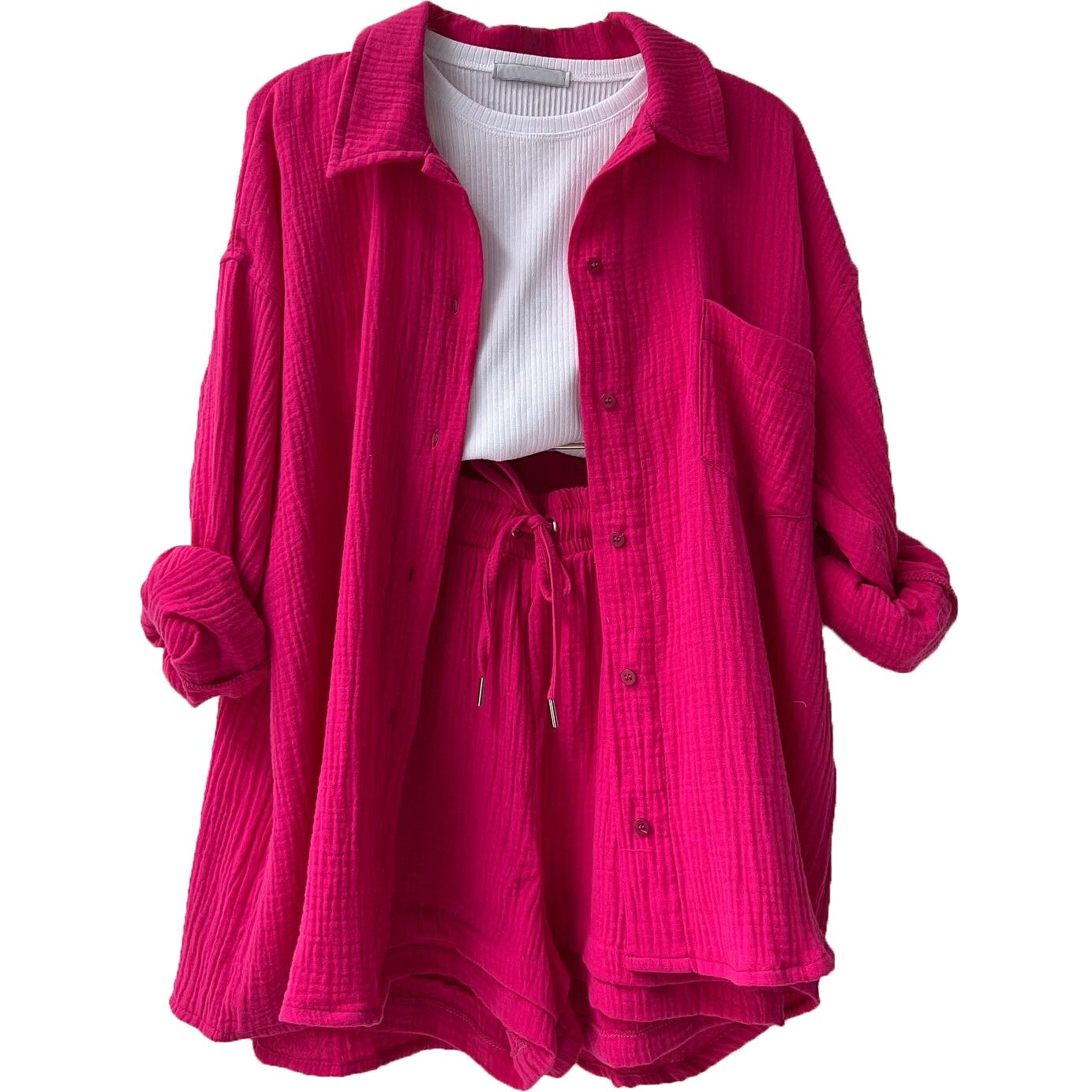 Bieke | Luchtige Linnen Short & Blouse Set