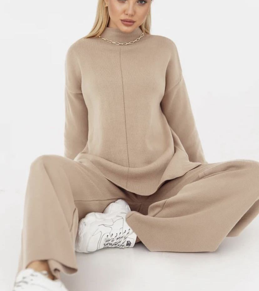 Luxe Oversized Vrouwen Loungewear Set met Wijde Broek