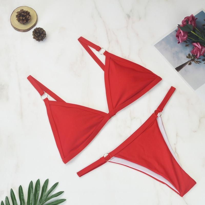 Lanie | Sporty Bikini met Ringdetails en Triangel Top