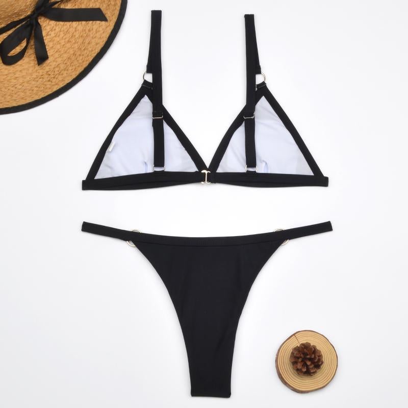 Lanie | Sporty Bikini met Ringdetails en Triangel Top