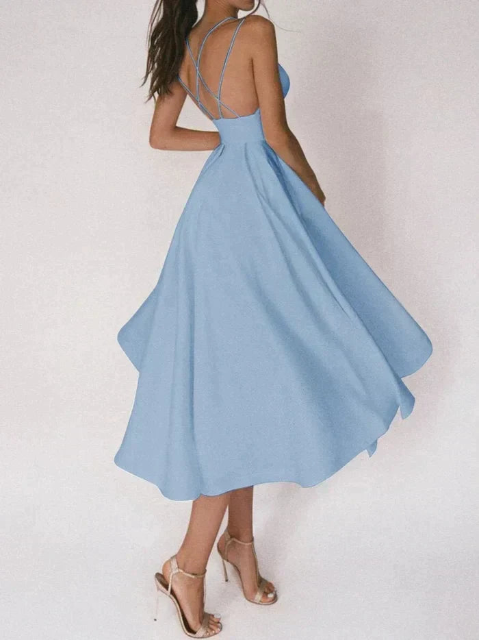 Laurela | Elegante A-Lijn Midi Jurk met Spaghettibandjes