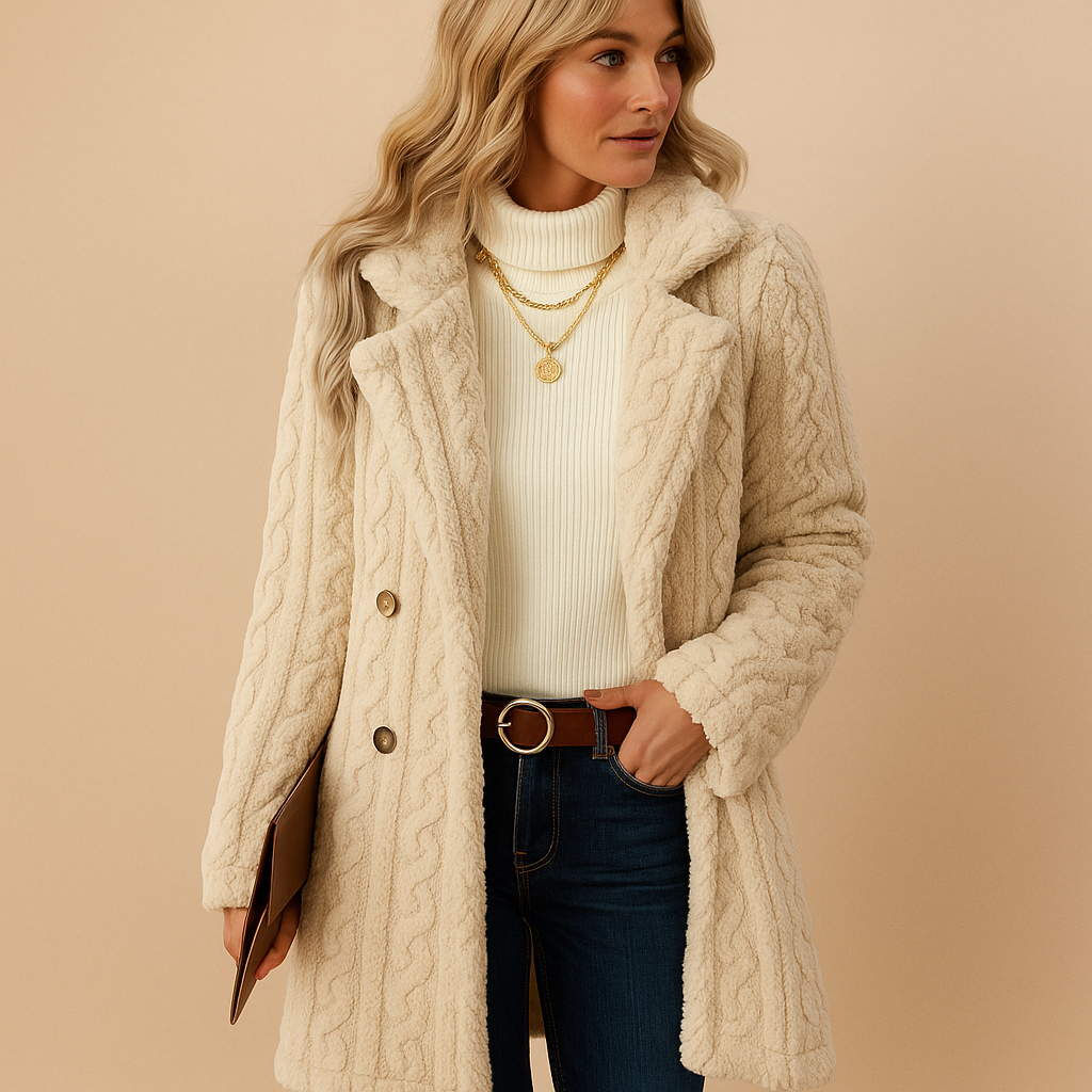 Lange Warme Teddy Winter Jas met Knopen