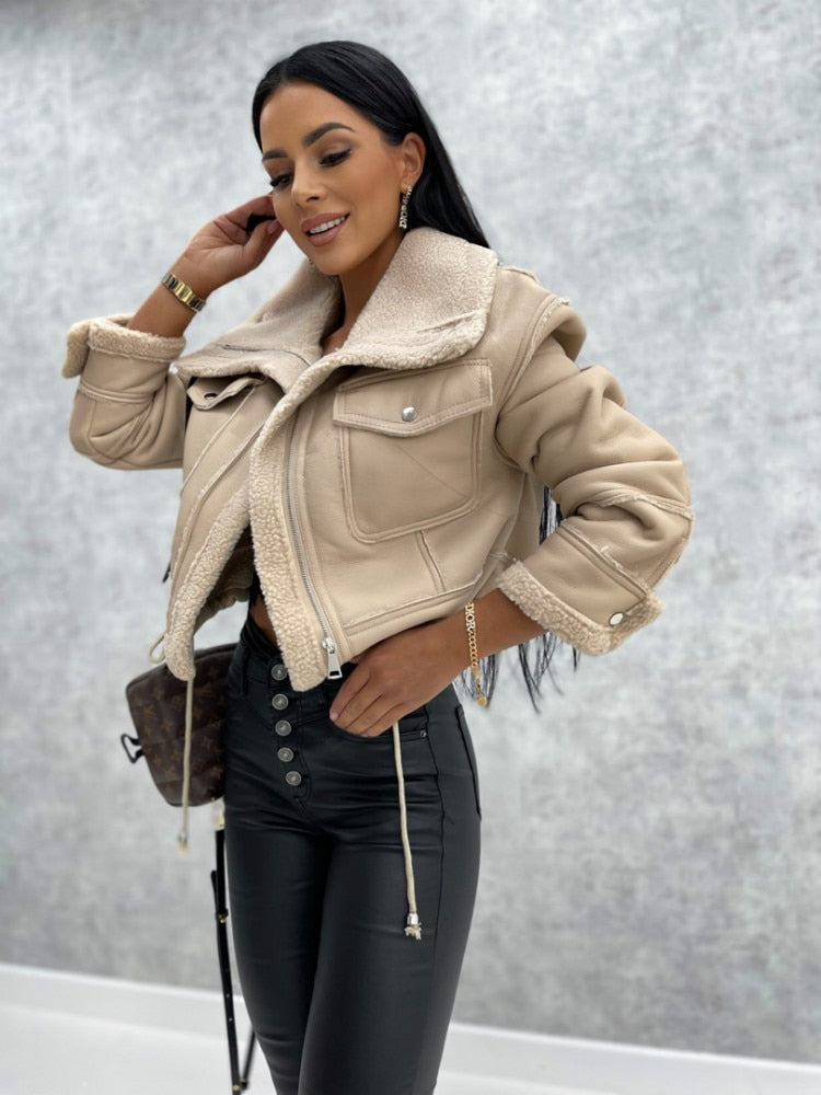 Trendy Dames Jas Met Warme Voering