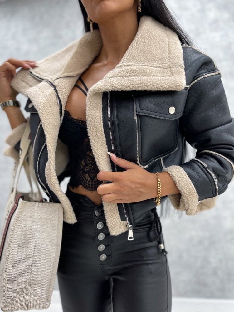 Trendy Dames Jas Met Warme Voering