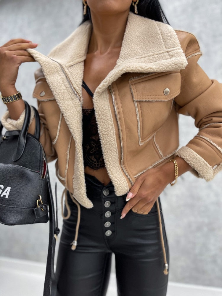 Trendy Dames Jas Met Warme Voering