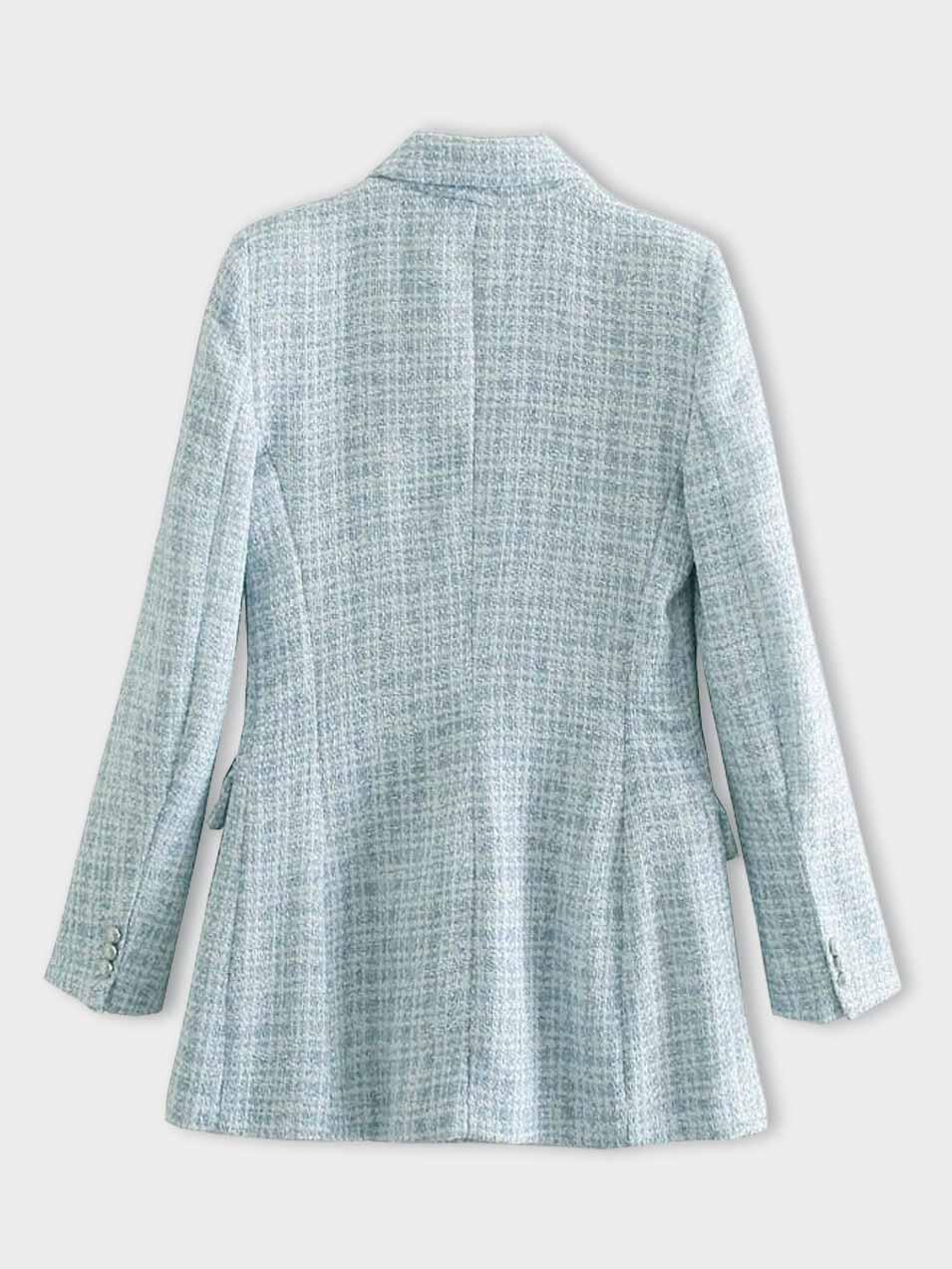 Iria | Tweed Blazer met Double-Breasted Knoopsluiting