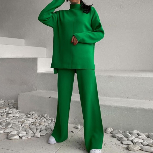 Luxe Oversized Vrouwen Loungewear Set met Wijde Broek