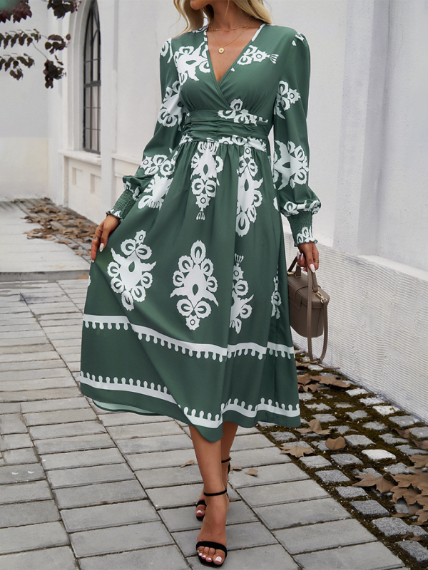 Jaelin | Elegante Maxi Jurk met Contrasterende Print