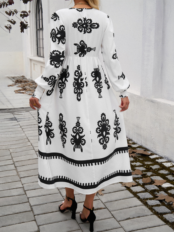 Jaelin | Elegante Maxi Jurk met Contrasterende Print