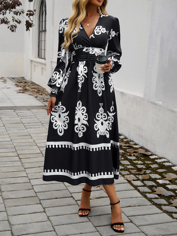 Jaelin | Elegante Maxi Jurk met Contrasterende Print