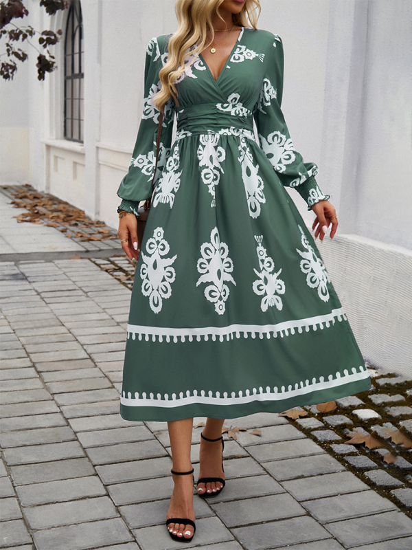 Jaelin | Elegante Maxi Jurk met Contrasterende Print