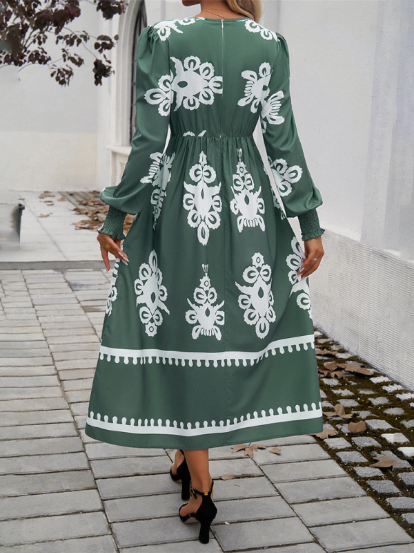 Jaelin | Elegante Maxi Jurk met Contrasterende Print