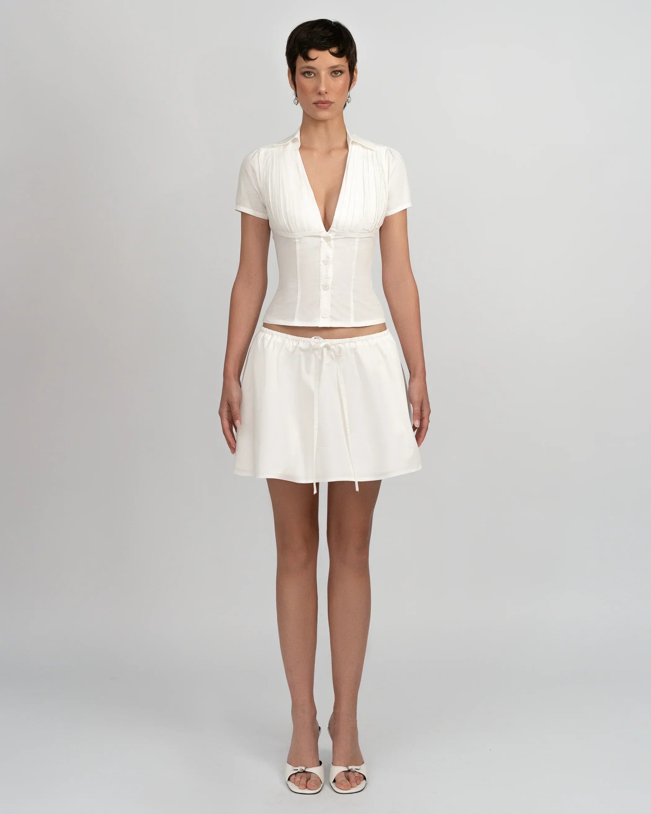 Lydia | Vintage Blouse met Korte Mouwen