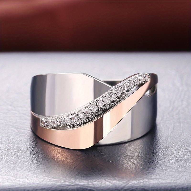 Vintage Roségouden en Zilveren Ring met Zirkonia