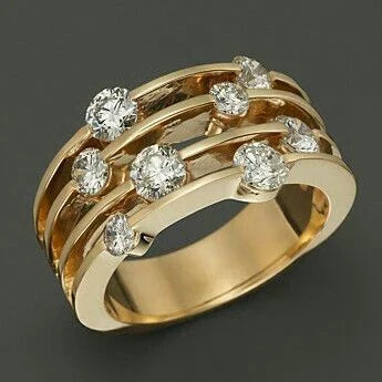 Gouden Laag-op-Laag Ring met Zirkonia