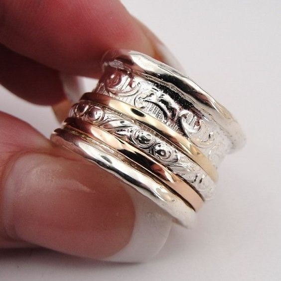Vintage Gouden en Zilveren Ring