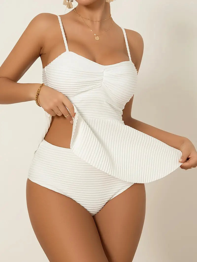 Alianna | Elegante Witte Ribbed Bikini Set