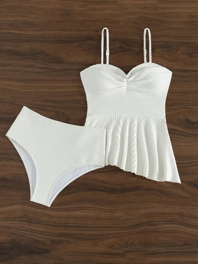 Alianna | Elegante Witte Ribbed Bikini Set