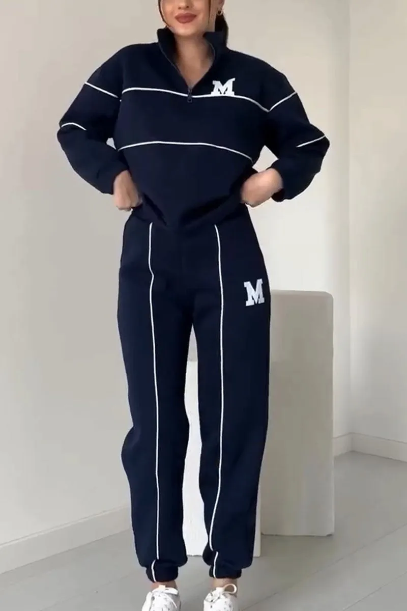 Trendy Dames Trainingspak Set met Half-Zip Sweater