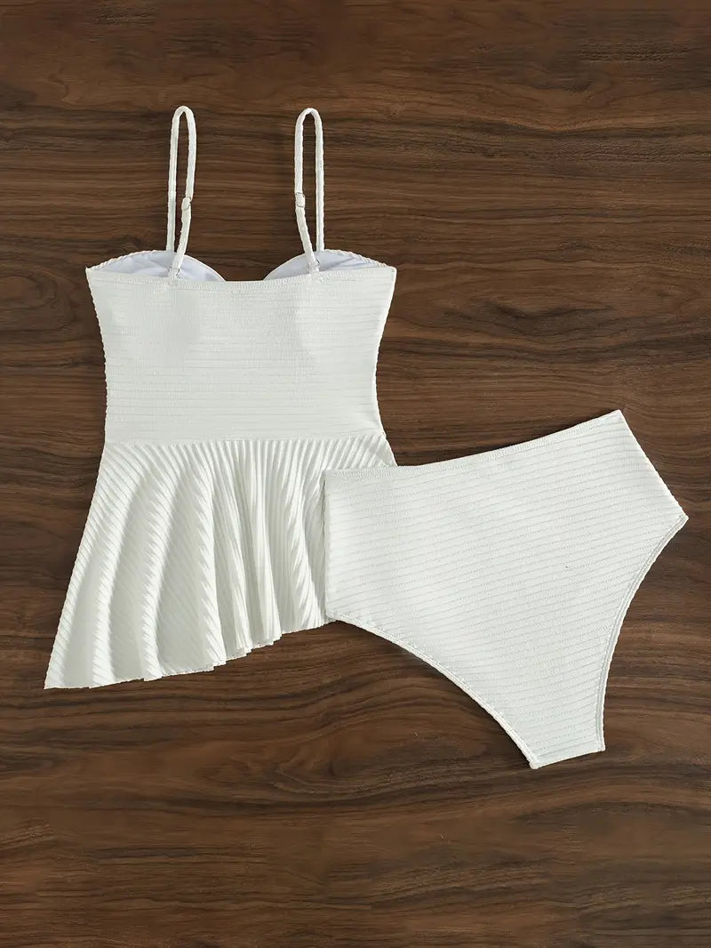 Alianna | Elegante Witte Ribbed Bikini Set