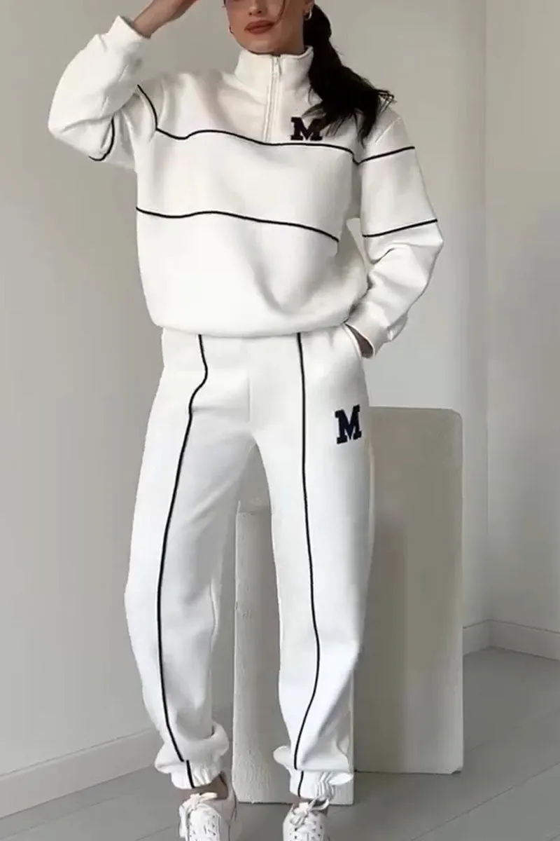 Trendy Dames Trainingspak Set met Half-Zip Sweater