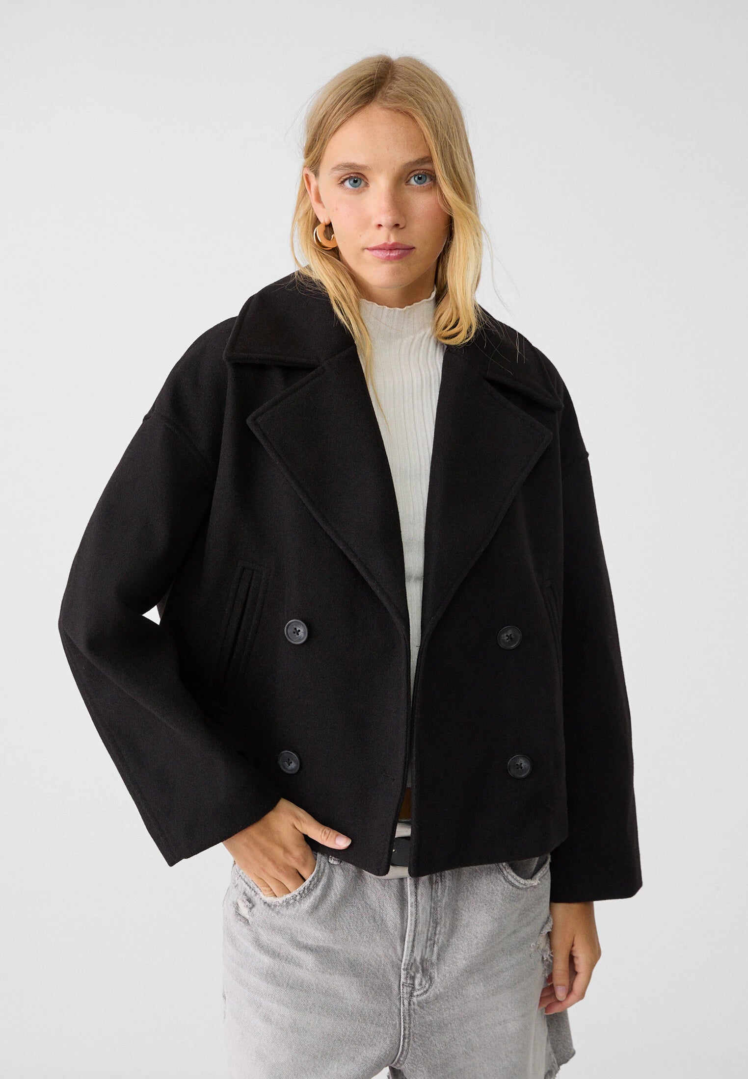 Korte Dames Peacoat Jas met Oversized Look