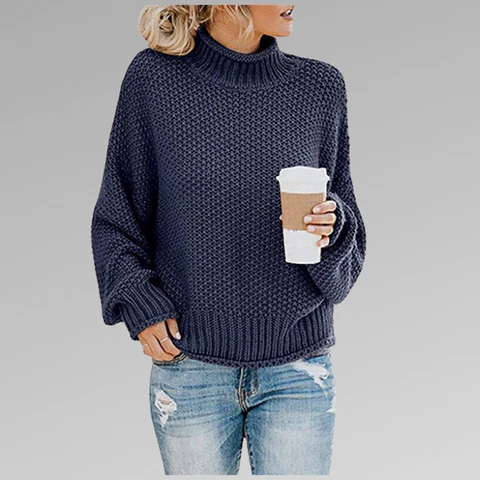 Warme Oversized Dames Coltrui met Gebreide Structuur