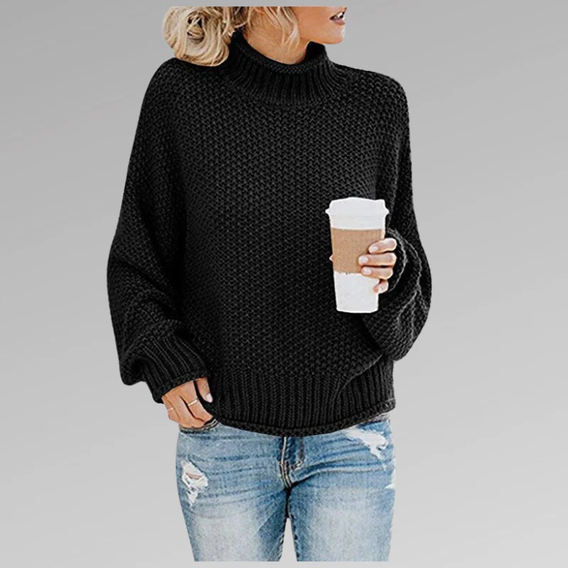 Warme Oversized Dames Coltrui met Gebreide Structuur