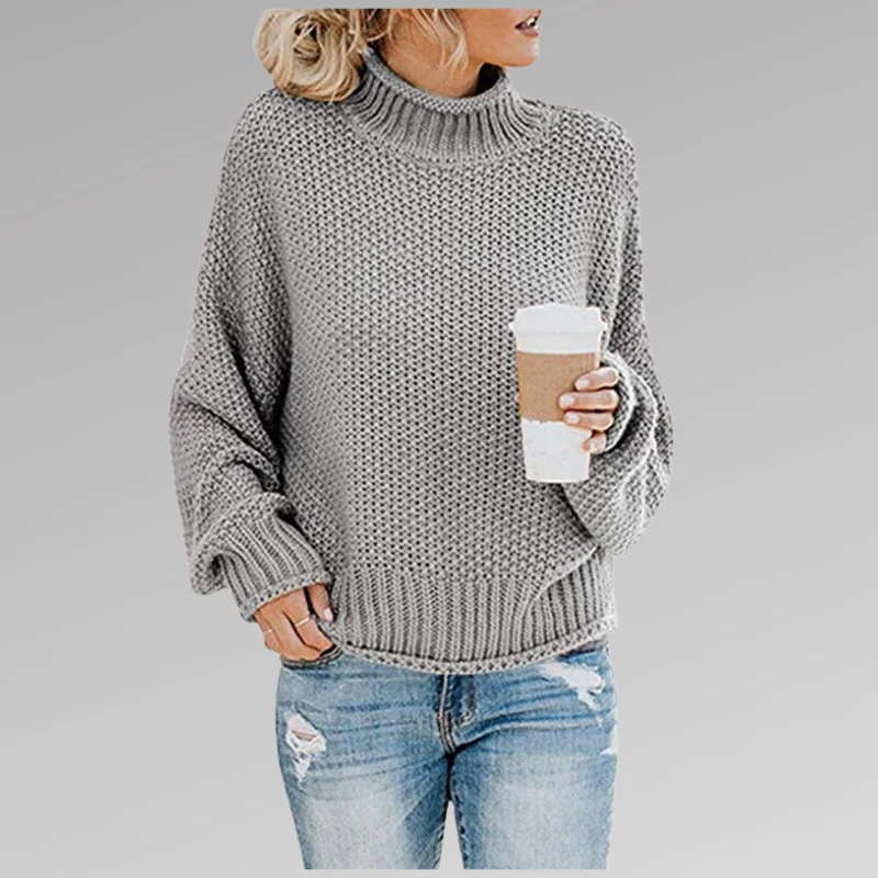 Warme Oversized Dames Coltrui met Gebreide Structuur
