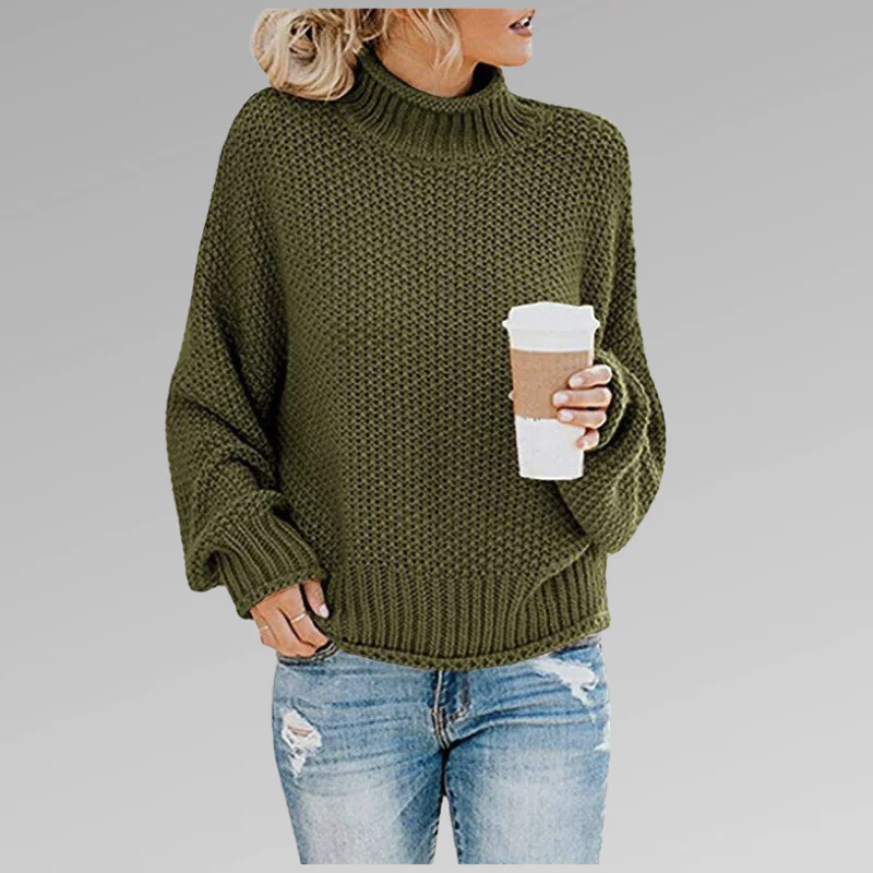 Warme Oversized Dames Coltrui met Gebreide Structuur