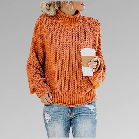Warme Oversized Dames Coltrui met Gebreide Structuur