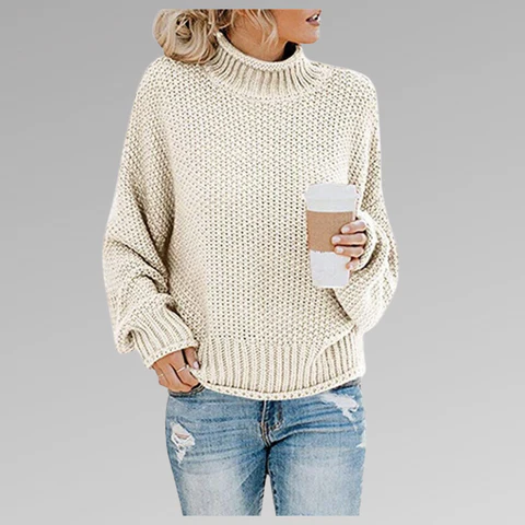 Warme Oversized Dames Coltrui met Gebreide Structuur