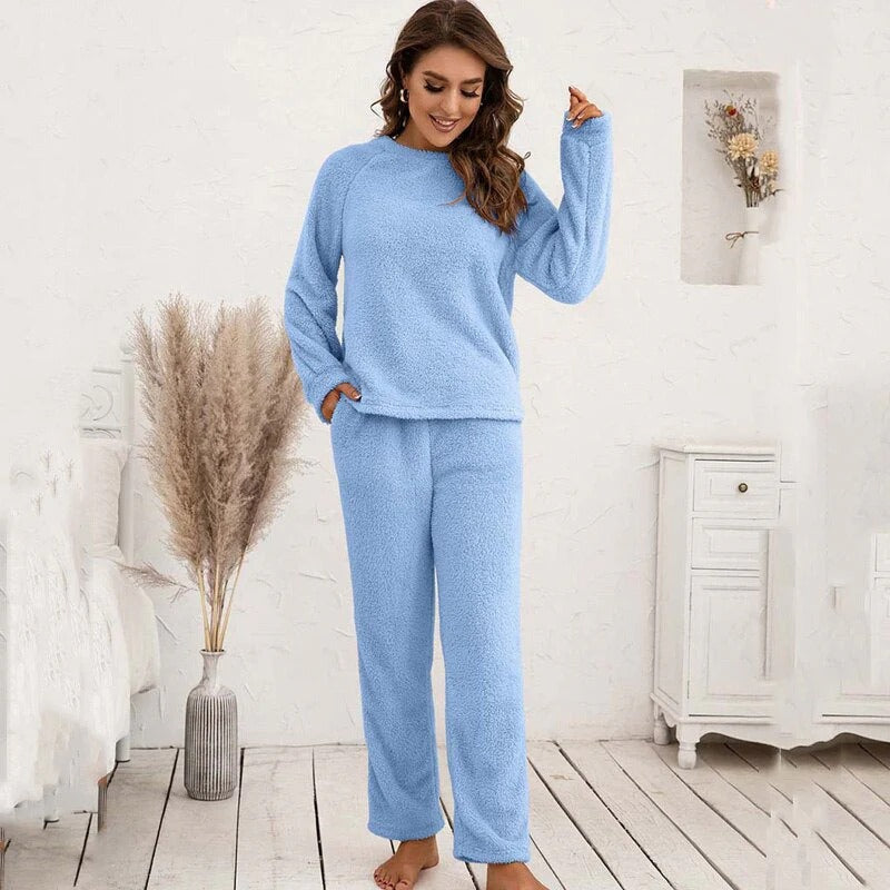 Zachte Teddy Dames Loungewear Set met Lange Mouwen