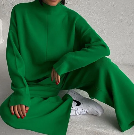 Luxe Oversized Vrouwen Loungewear Set met Wijde Broek