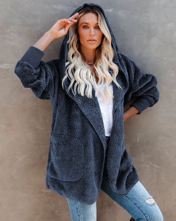 Comfortabele Oversized Dames Teddy Vest met Hoodie