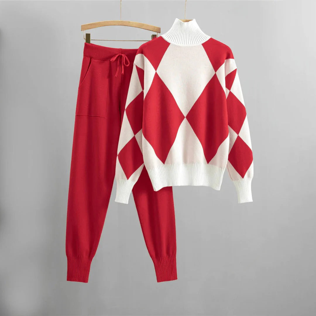 Stijlvolle Geruite Coltrui Set voor Dames
