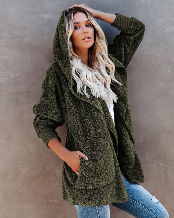 Comfortabele Oversized Dames Teddy Vest met Hoodie