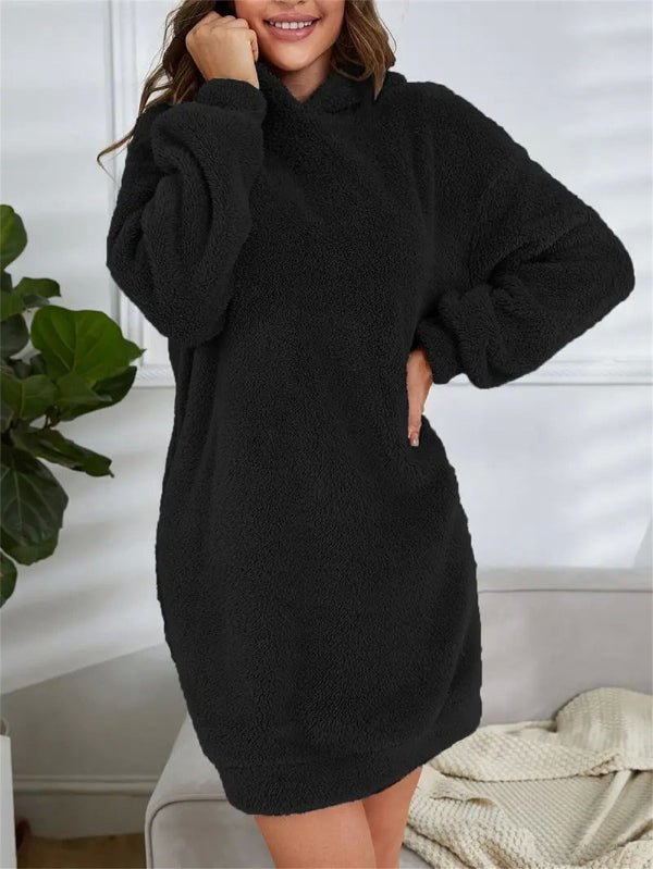 Zachte Mini Dames Teddy Jurk met Hoodie