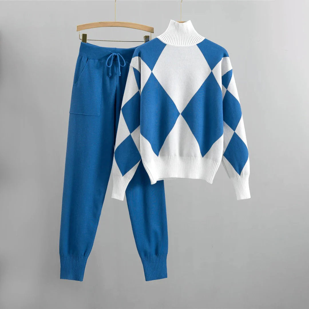 Stijlvolle Geruite Coltrui Set voor Dames