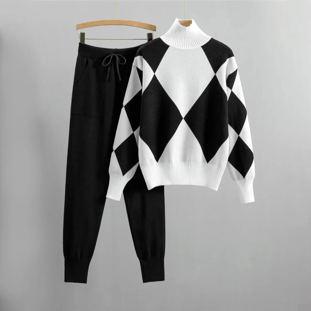 Stijlvolle Geruite Coltrui Set voor Dames