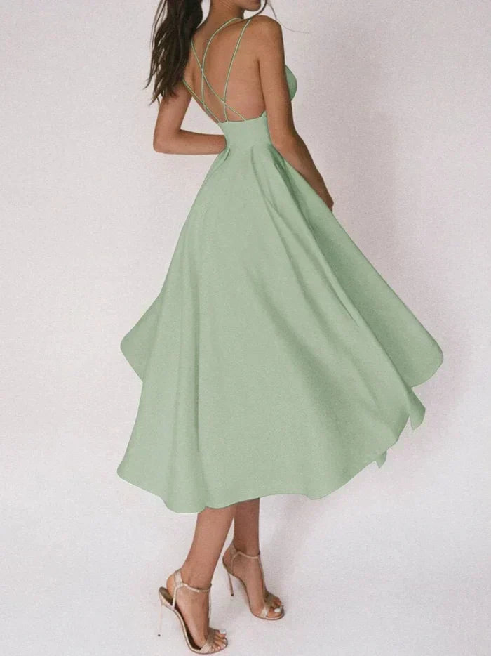 Laurela | Elegante A-Lijn Midi Jurk met Spaghettibandjes